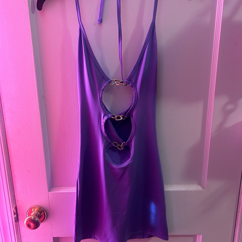 Purple Strappy Dress with Cut-Outs